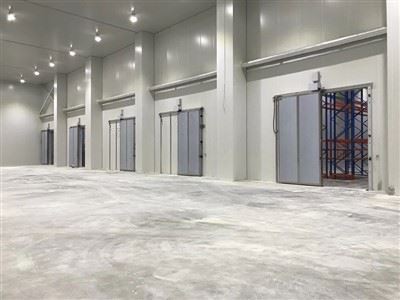 Porta de correr elétrica simples para câmaras frigoríficas